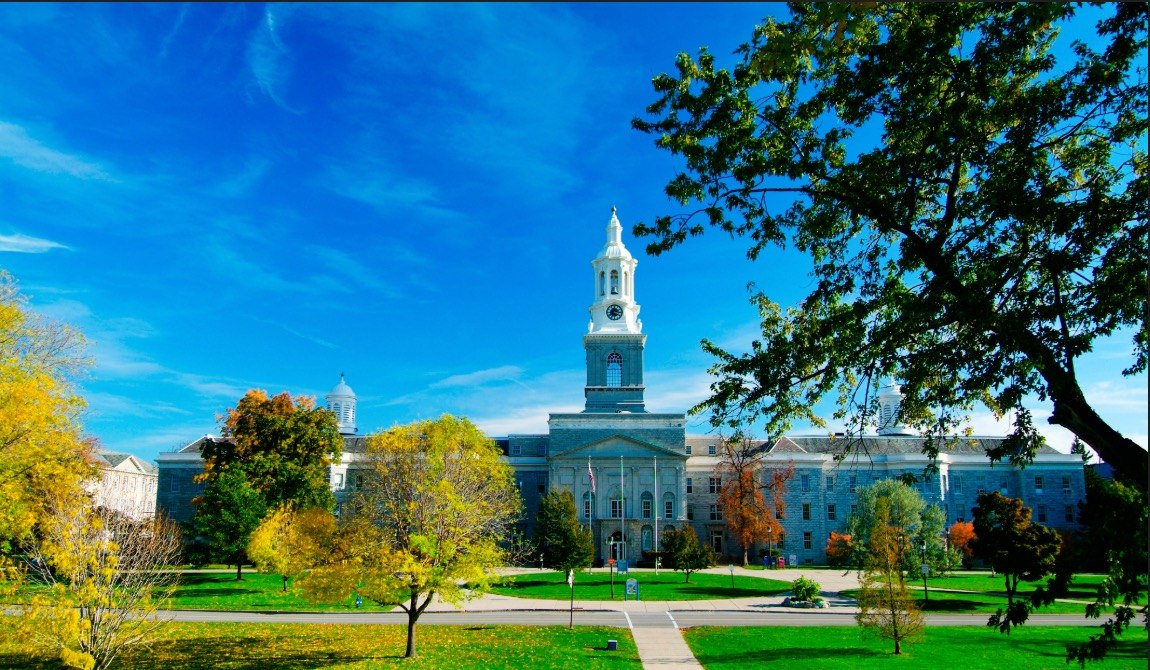 University campus with clock tower